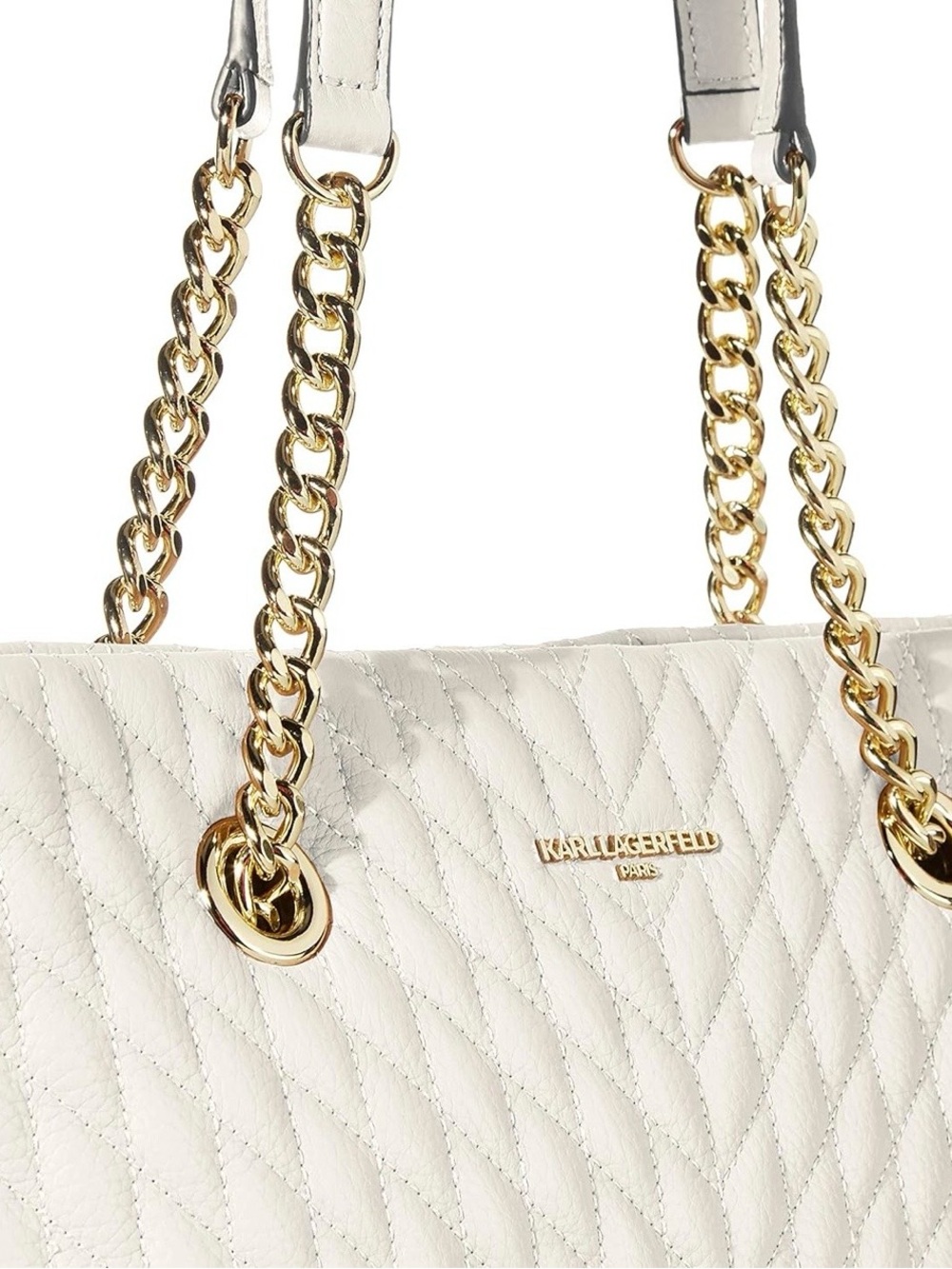 Karl Lagerfeld Quilted Tote with Gold Chain Handle